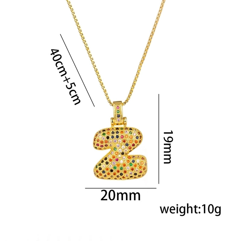 Titanium Steel 18K Gold Plated Minimalist Inlay Letter Zircon Pendant Necklace