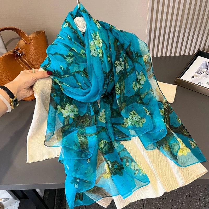 Spring And Summer New Yourou Silk Scarf Large Size Printed Beach Towel Dot Travel Vacation Sunscreen Scarf Women's Spot