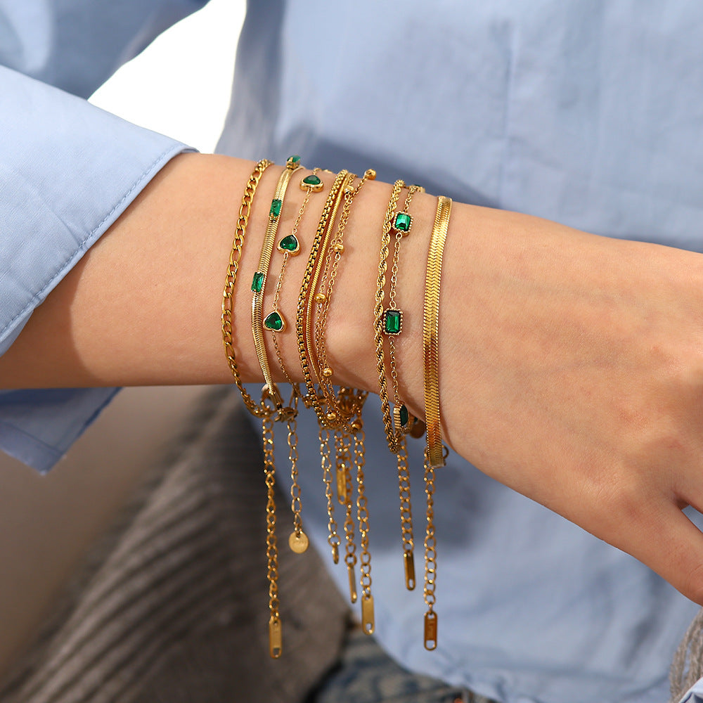 Women  Chain Geometric Stainless Steel 18K Gold Plated Bracelets