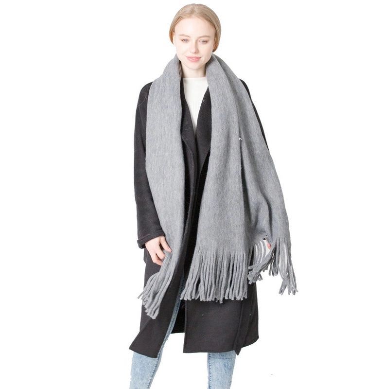 Unisex Casual Minimalist Solid Color Wool-like Tassel Scarf