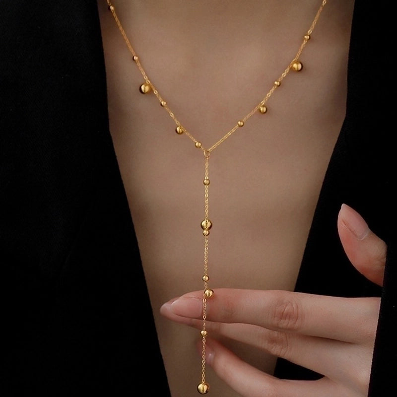 Minimalist Solid Color Titanium Steel Long Necklace