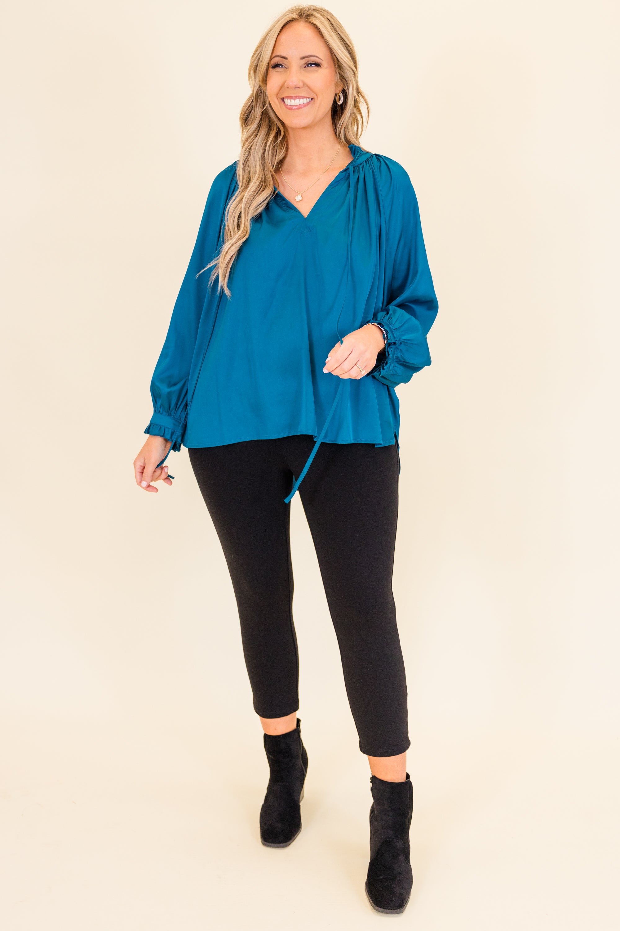 Lagoon Shimmer Blouse. Blue