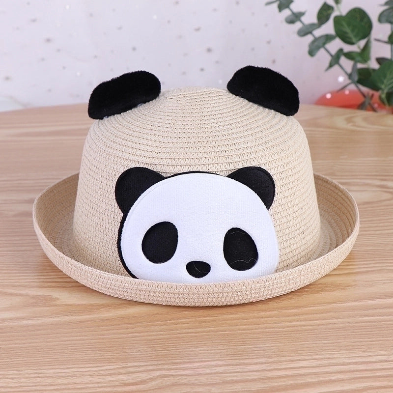 Women's Cute Minimalist Panda Crimping Straw Hat