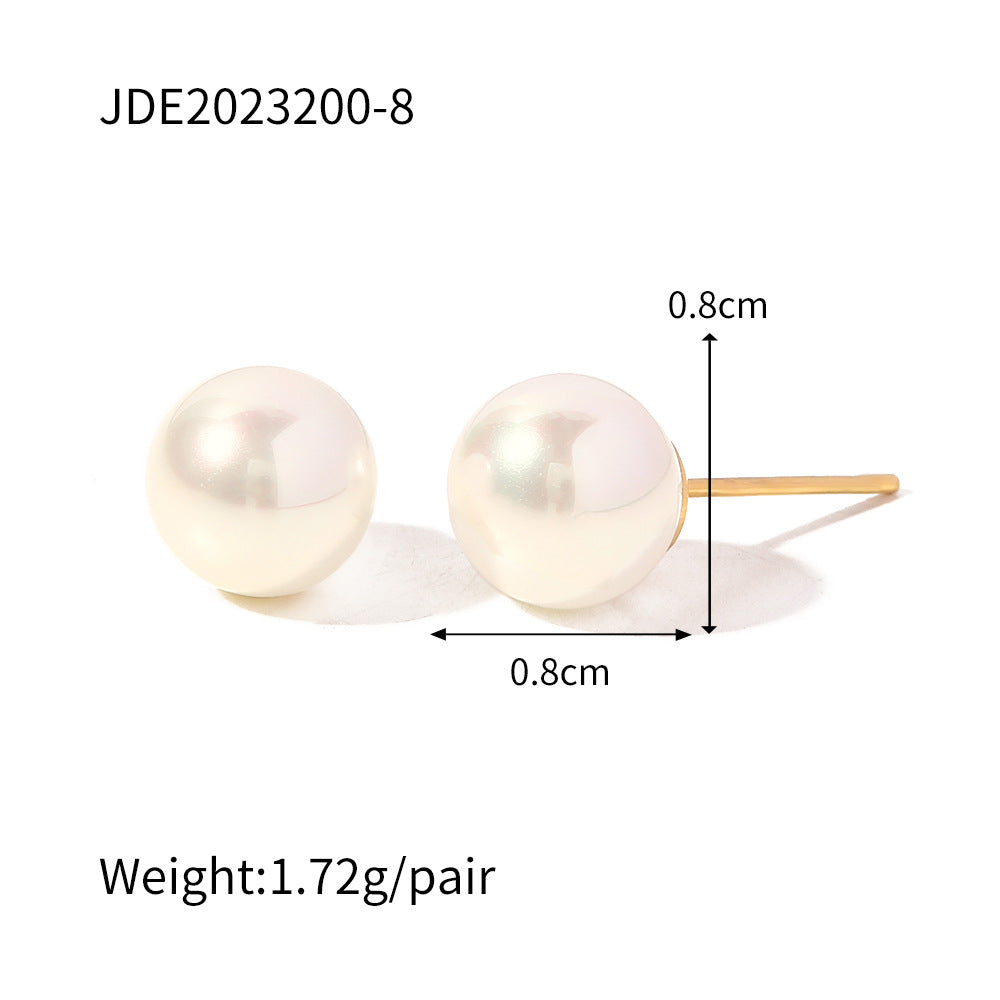 Pearl Geometric Stainless Steel 18K Gold Plated Earrings