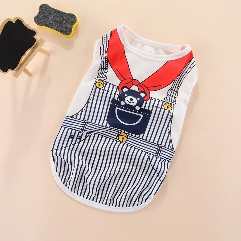 Cartoon Thin Fake Suspenders Vest Pet Dog Clothes 1 Pieces