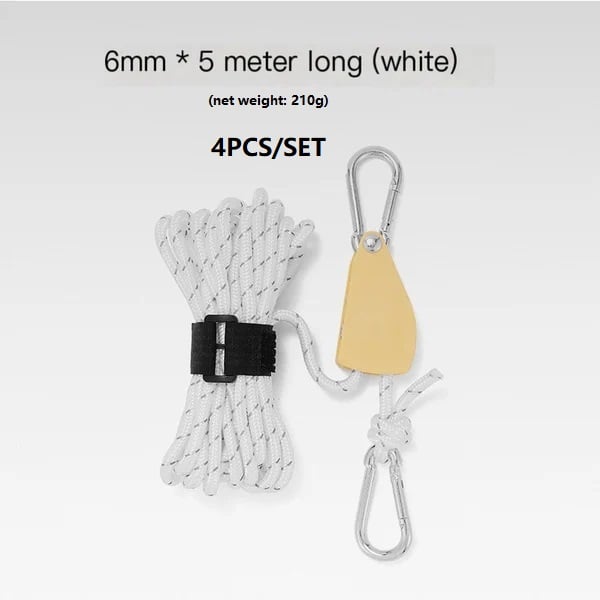 Portable Adjustable Fix Tent High Strength Fast Release Pulley Camping Rope(4 Pcs/Set)