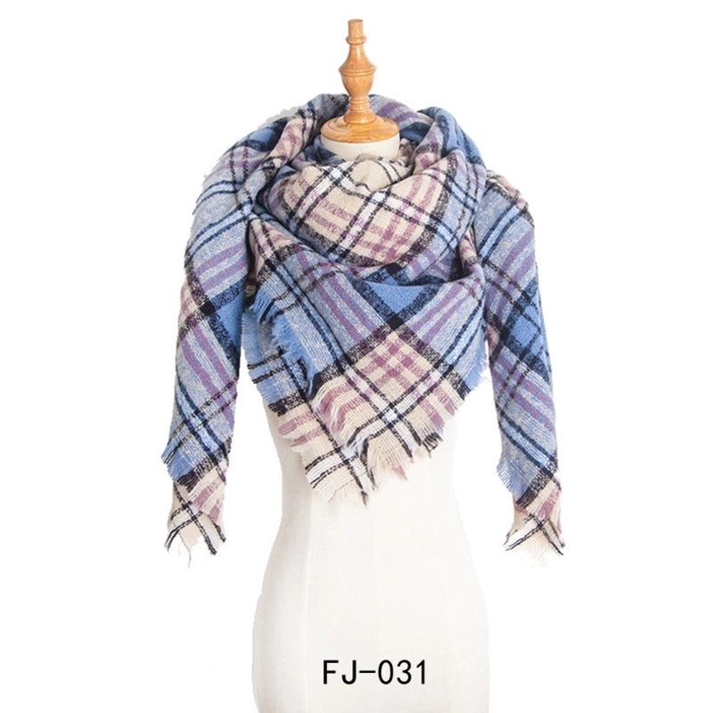 Autumn And Winter New Ring Yarn Thickened Double-sided Lattice Prick Scarf Scarf Women's Scarf Shawl Manufacturers