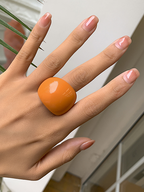 Solid Color Geometric Resin Rings Accessories