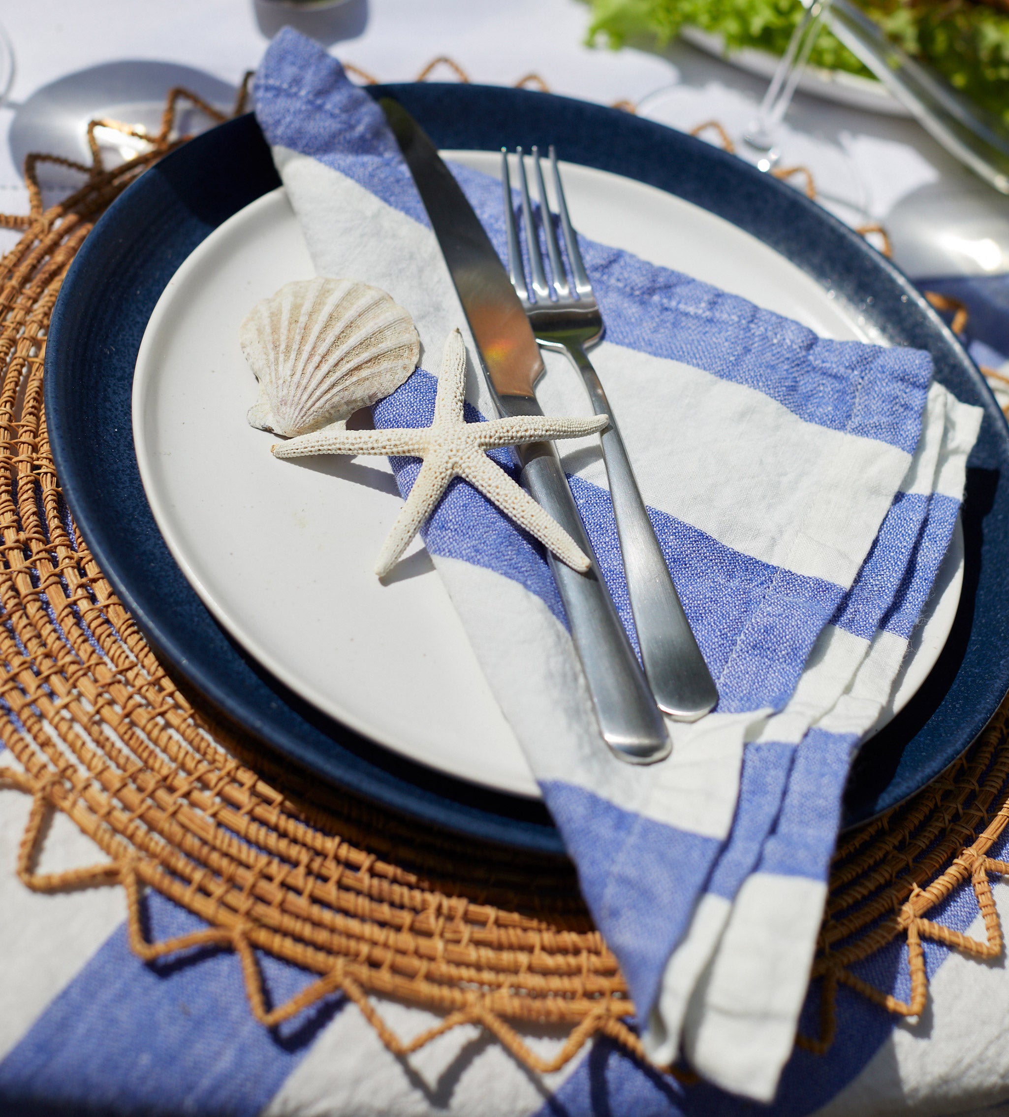 Wide Stripe 100% Linen Napkins - Set of 4