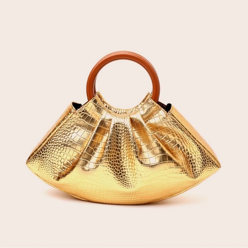 Gold Silver Orange Pu Leather Solid Color Crocodile Shell Evening Bags