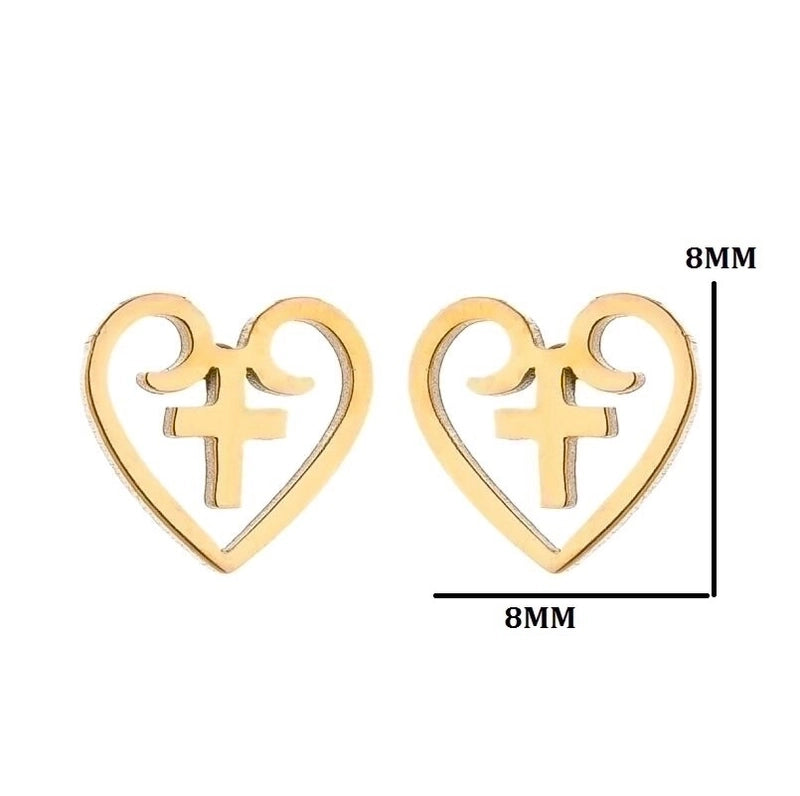 1 Pair Minimalist Heart Shape Plating 304 Stainless Steel 18K Gold Plated Earrings
