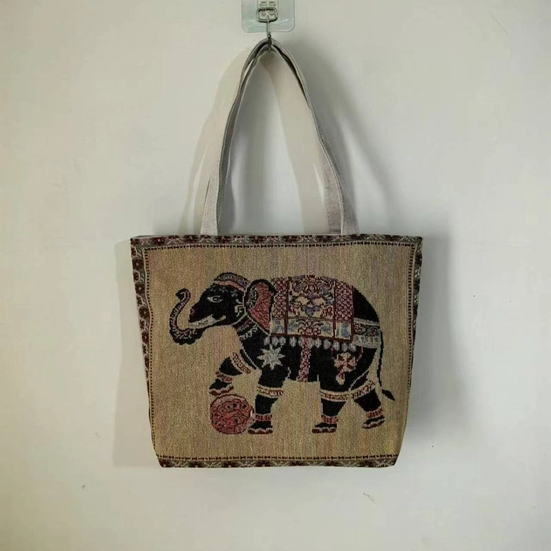 Women's Canvas Owl Classic Style Sewing Thread Square Open Tote Bag