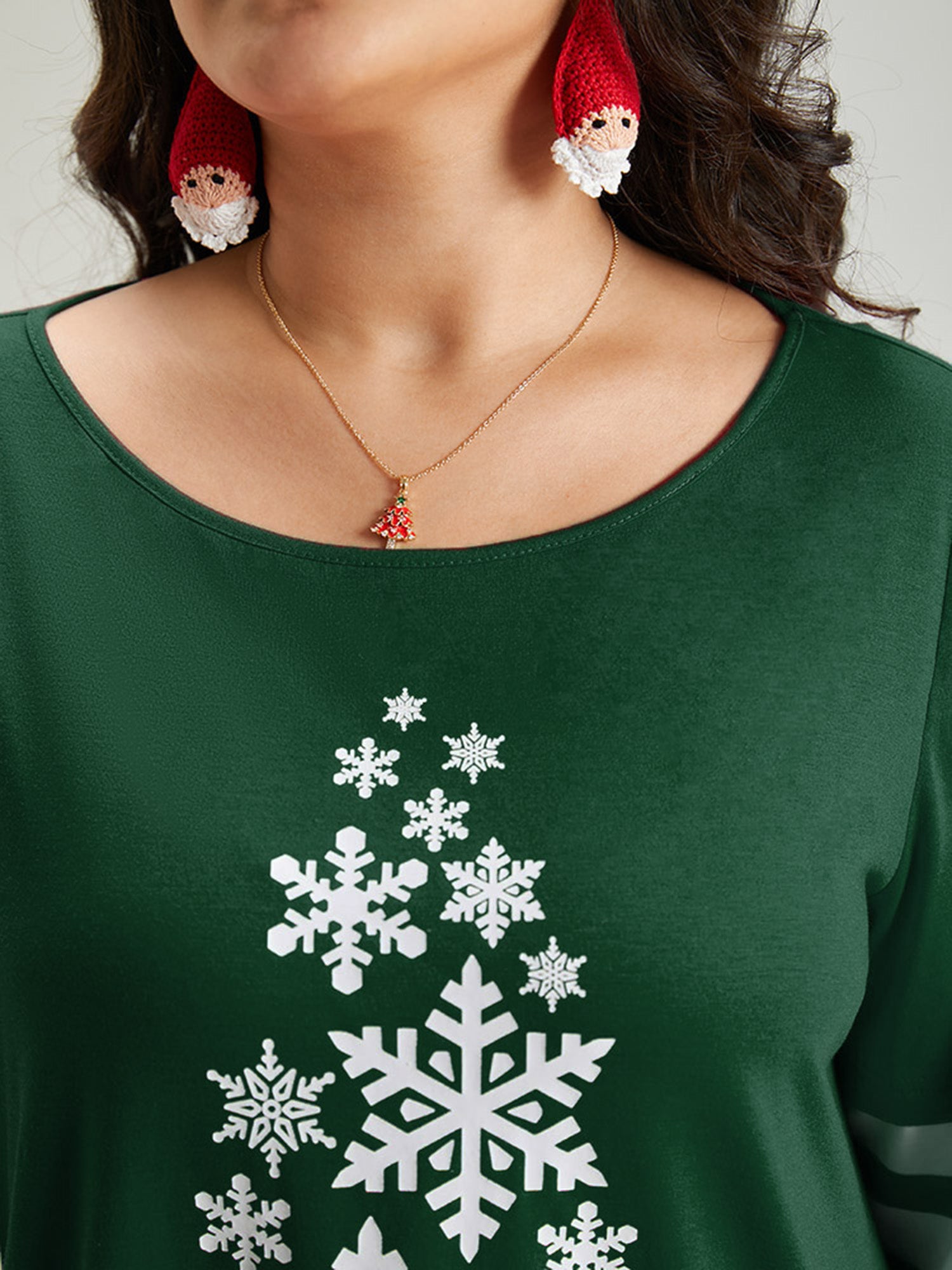 Snowflake Striped Patchwork T-shirt