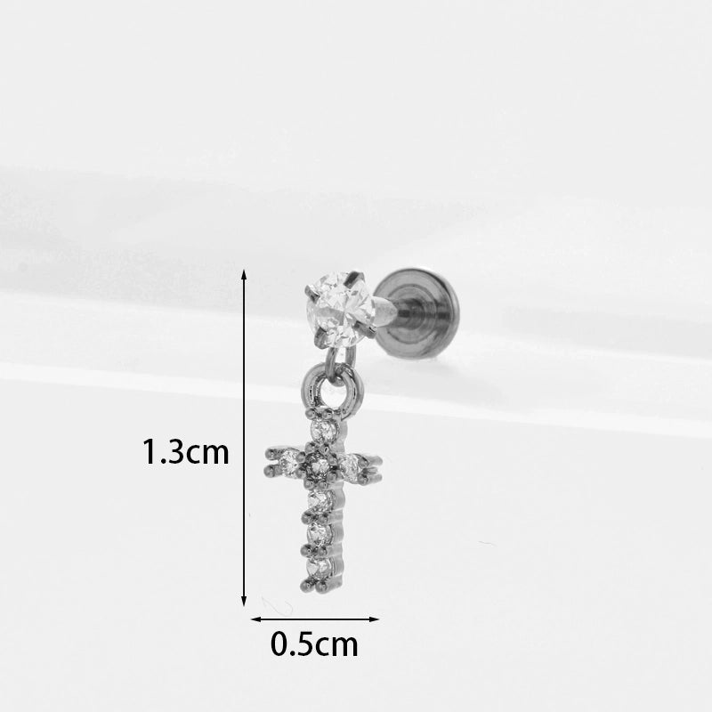 Ear Cartilage Rings & Studs Flower 316L Stainless Steel  Copper Inlaid Zircon