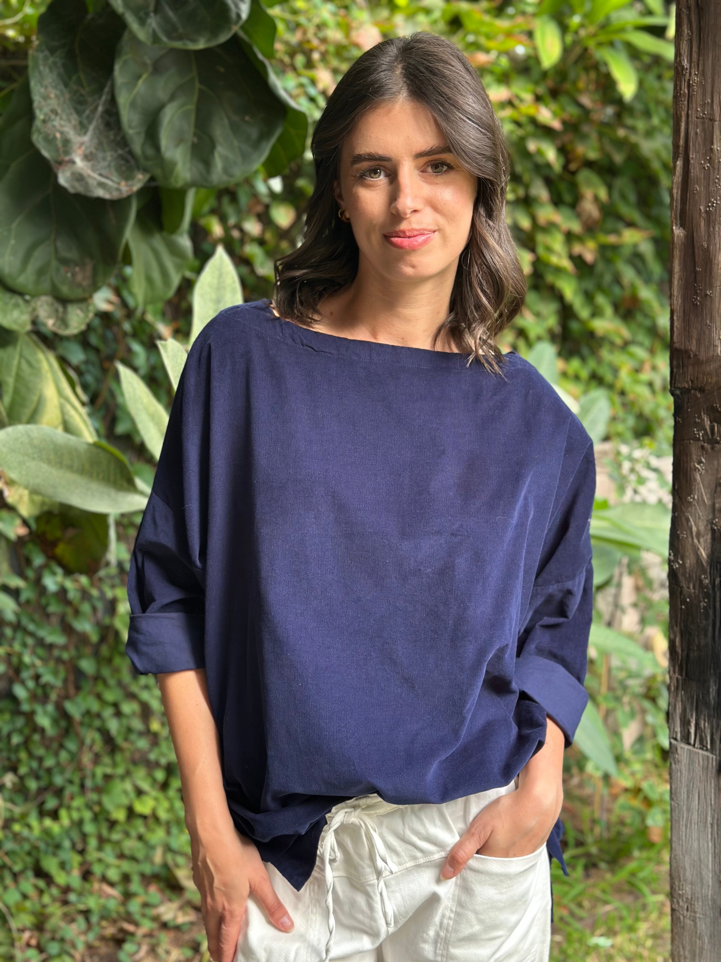 avril top - indigo cord