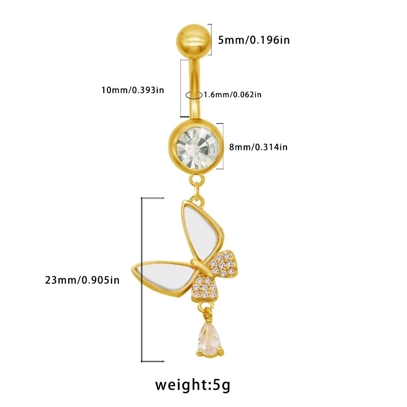 1 Piece Belly Rings Sexy Classic Style Star Heart Shape Butterfly 316L Stainless Steel  Alloy Inlay Resin Rhinestones Glass Gold Plated