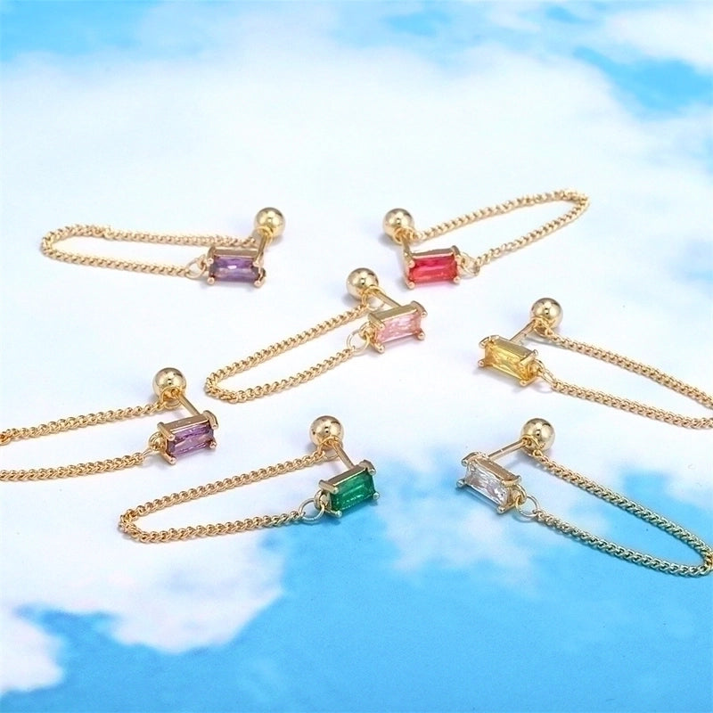 Ear Cartilage Rings & Studs Minimalist Geometric Brass Gem