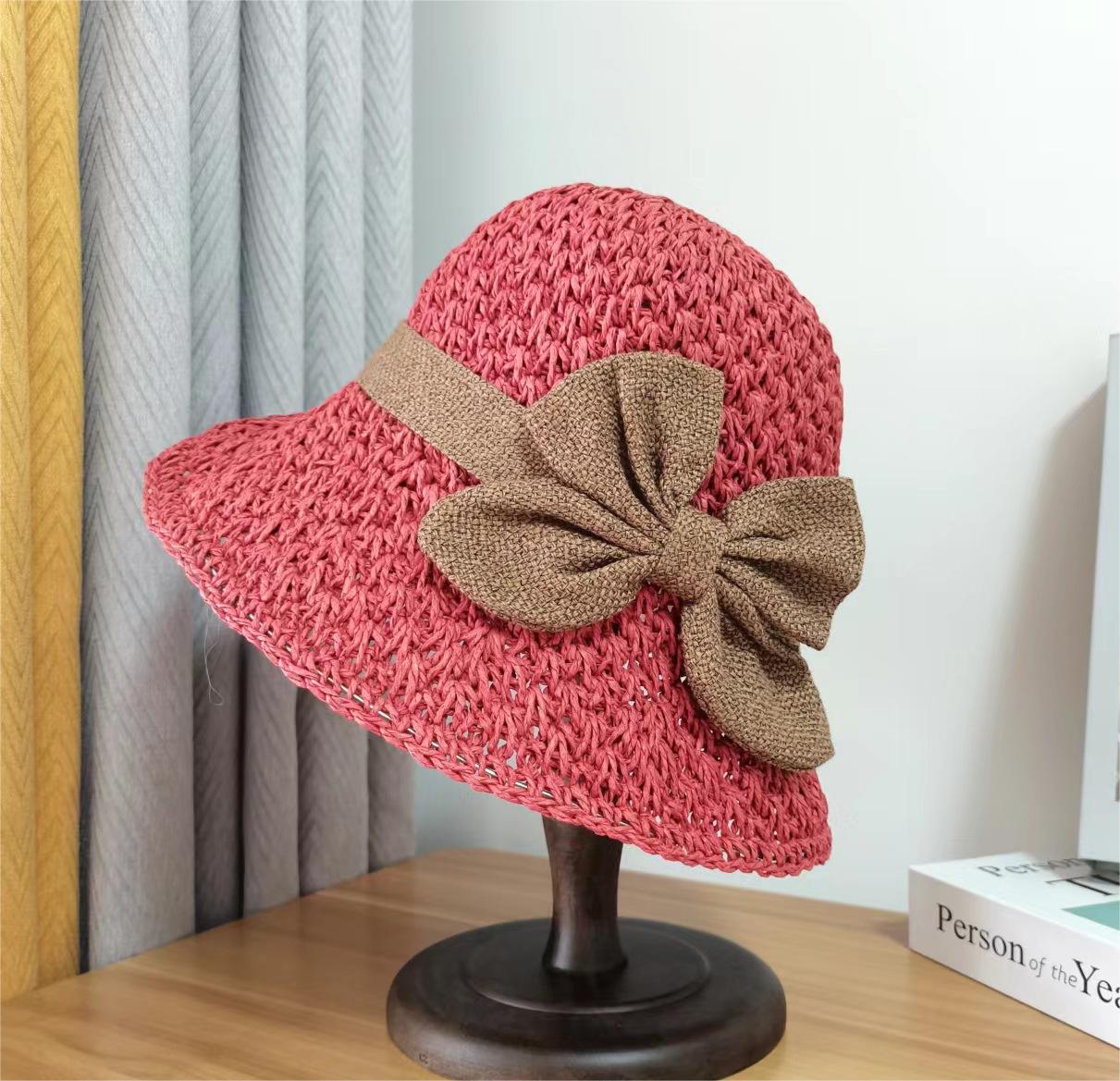 Elegante Sombrero De Paja De Crochet Con Detalle De Volantes