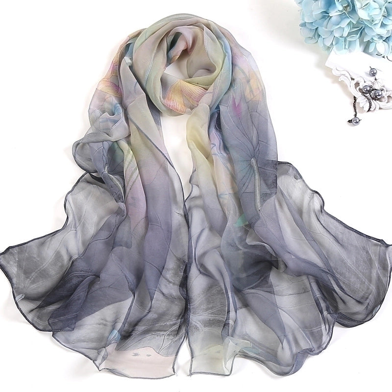 Women's Vacation Color Block Floral Polyester Silk Scarves