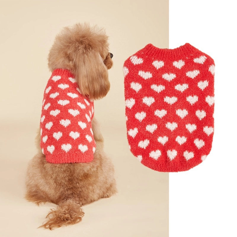 Cute Mohair Valentine'S Day Heart Shape Pet Clothing