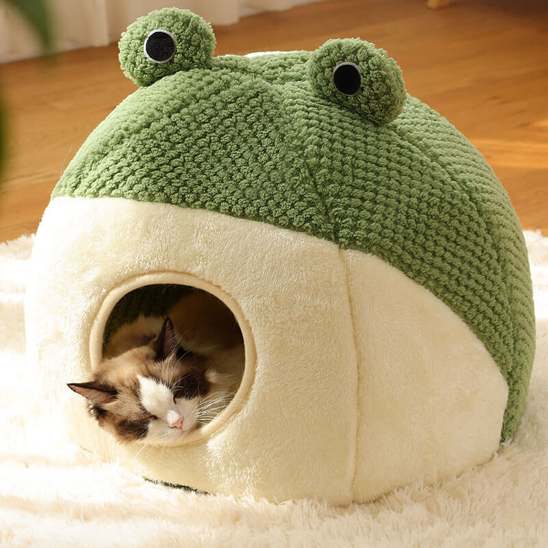 Adorable Frog Shape Wrapped Pet Bed Cat Cave