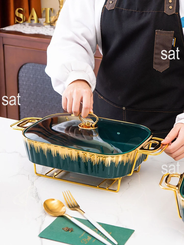 LUXURY CERAMIC BUFFET HEATER SOUP POT AND BAKING TRAY - 3 PCS SET