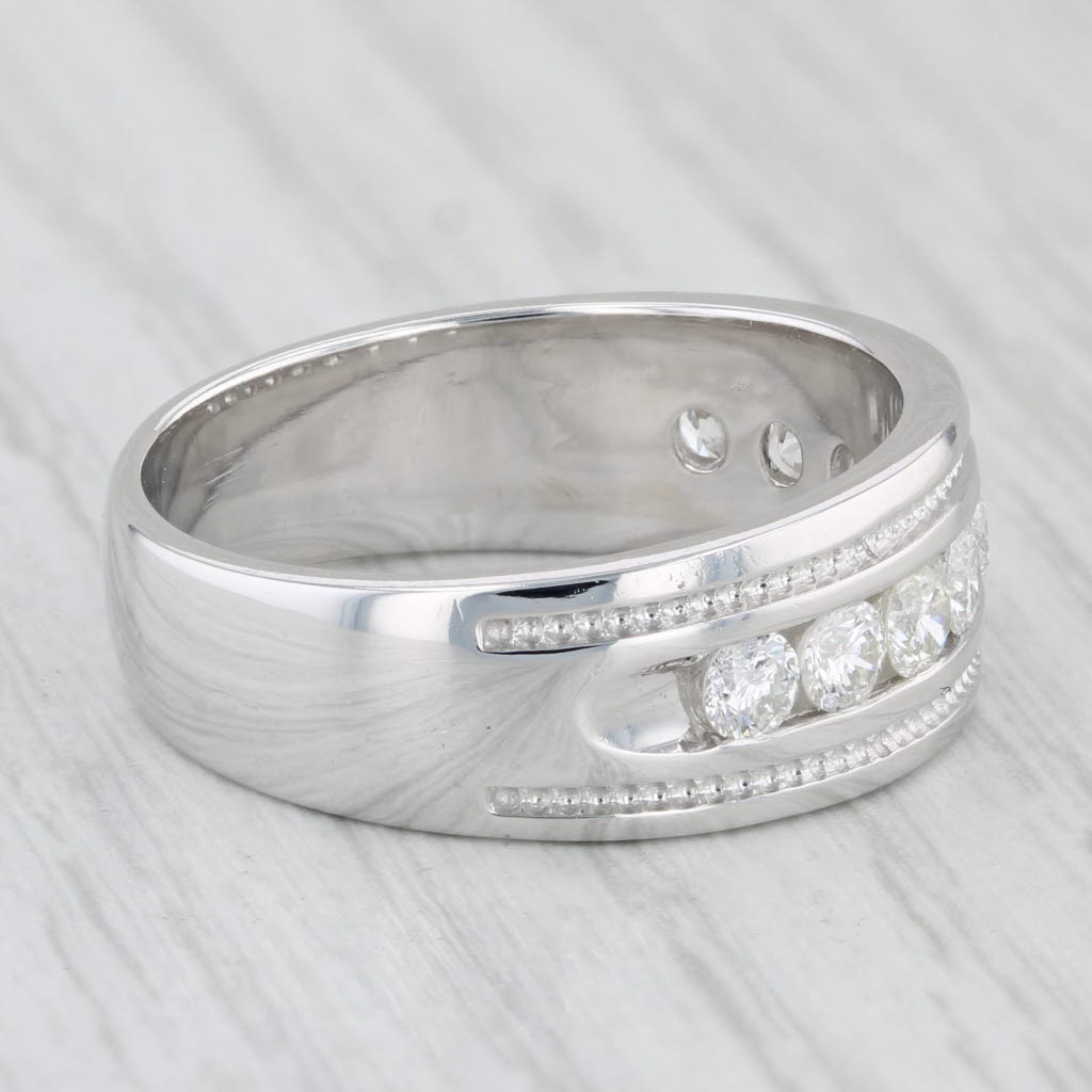 0.73ctw Men's Diamond Wedding Band 14k White Gold Size 8.5