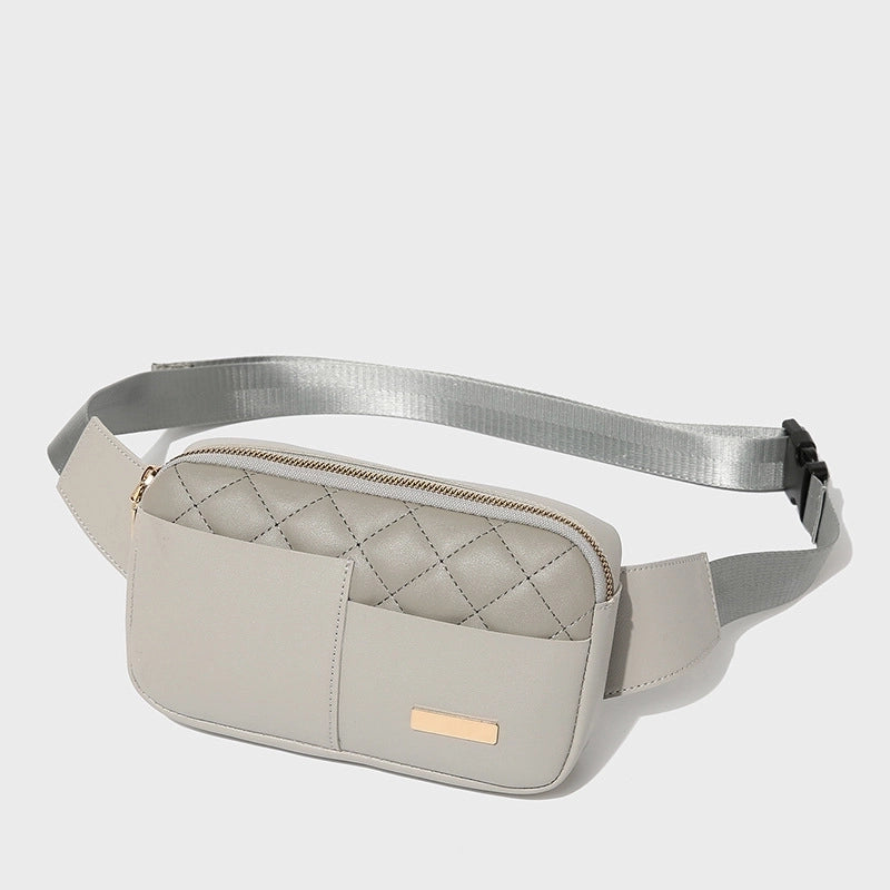 Women's Streetwear Solid Color Lingge Pu Leather Waist Bags