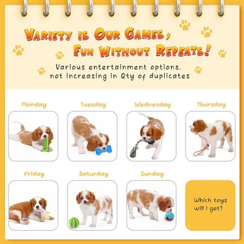 KIPRITII Dog Chew Toys for Puppy - 23 Pack Puppies Teething Chew Toys for Boredom. Pet Dog Toothbrush Chew Toys with Rope Toys. Treat Balls and Dog Squeaky Toy for Puppy and Small Dogs