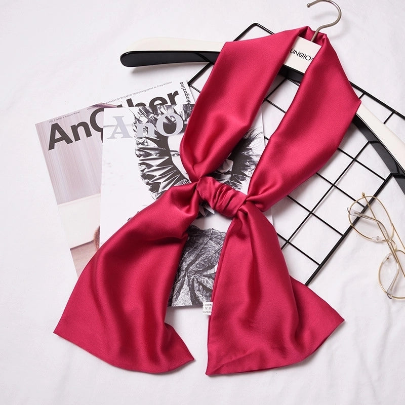 Women's Sweet Solid Color Satin Silk Scarf