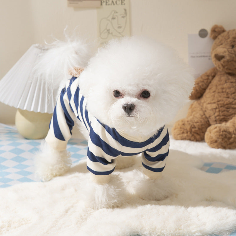 Striped Bear Printed Dog Cat Jumpsuit