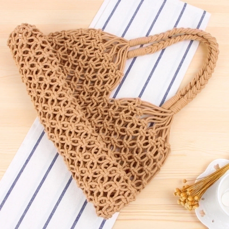 Women's Large Spring&summer Cotton Rope Vintage Style Bucket Bag