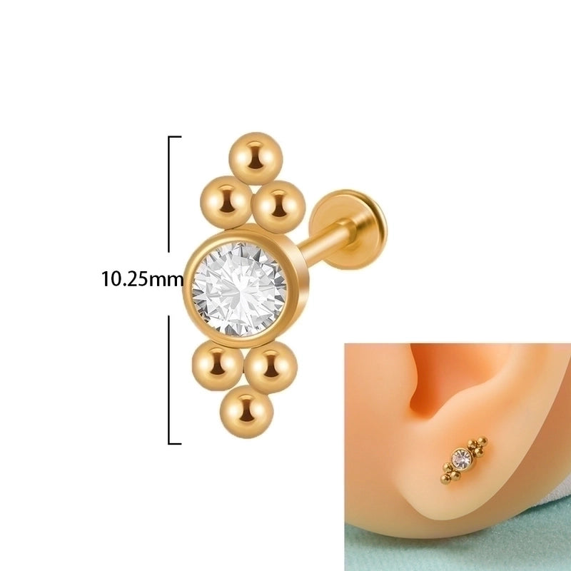 1 Piece Lip Rings Casual Elegant Minimalist Geometric 304 Stainless Steel Plating Inlay Rhinestones 18K Gold Plated
