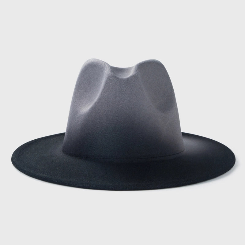 New Woolen Tie-dye Gradient Big Brim Jazz Hat