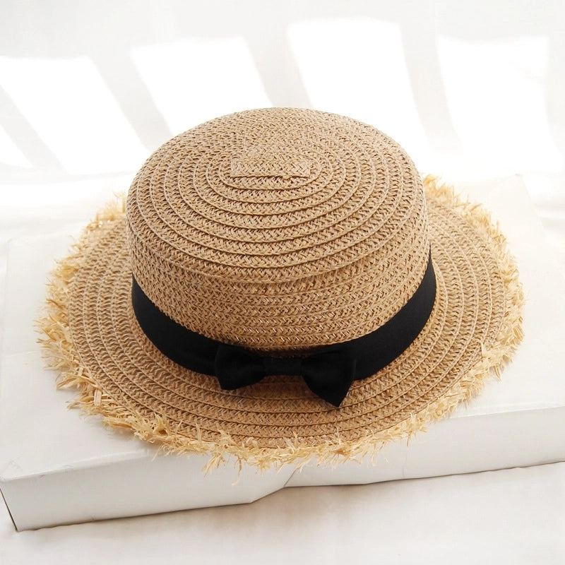 Women's Vacation Beach Solid Color Flat Eaves Straw Hat