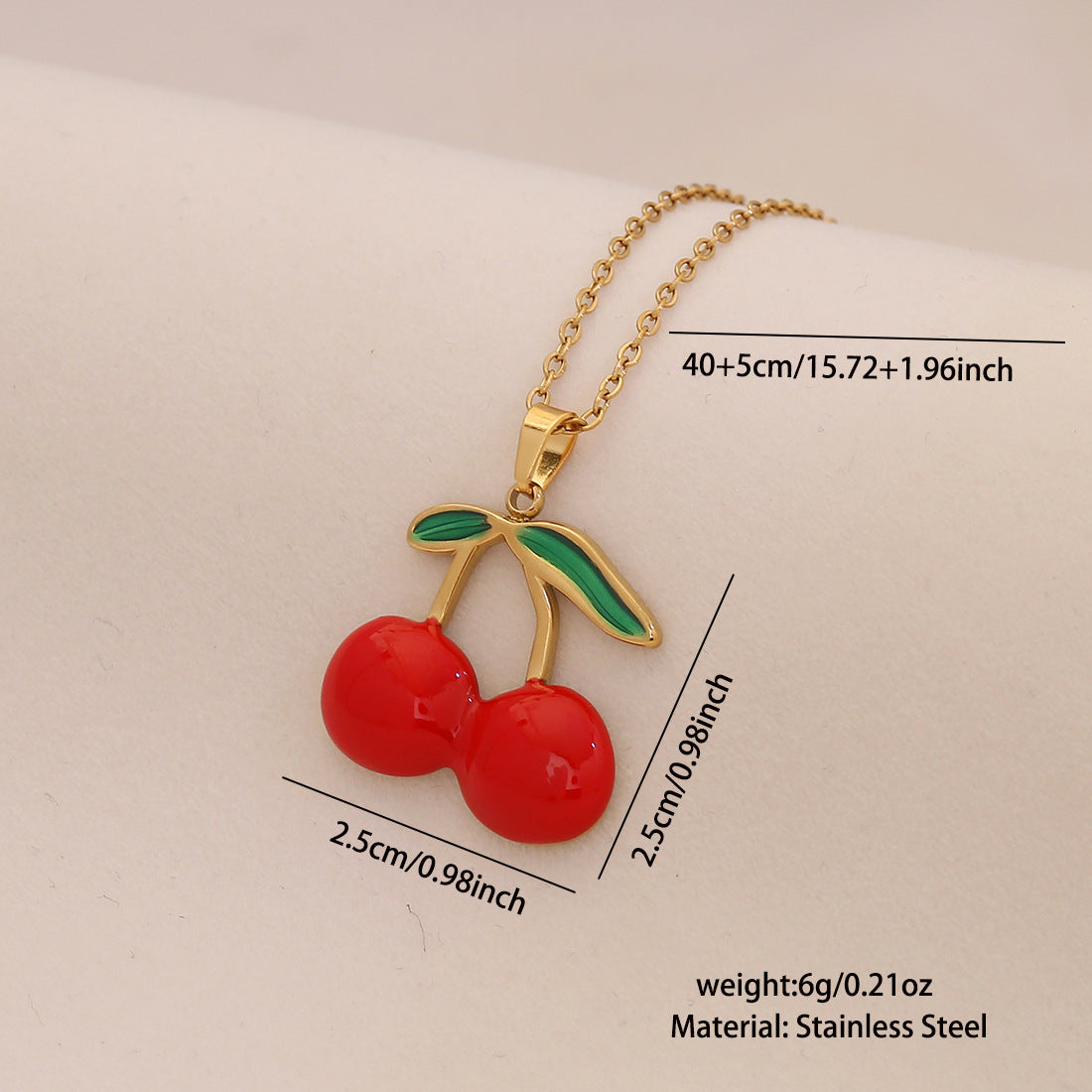Fruit Series Cherry Strawberry Pendant Necklace Titanium Steel Banana Apple N1570