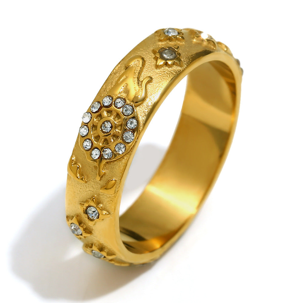 Ins Fashion Niche Advanced Versatile Ring Bracelet Stainless Steel 18K Gold Plated Tarot Earrings Female