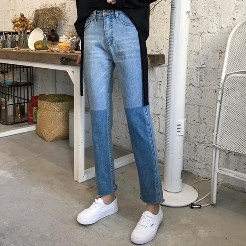 Two Tone High Waisted Jeans