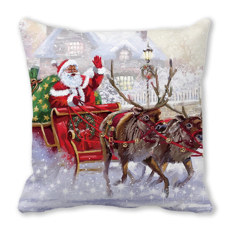 Christmas Pastoral Santa Claus Chemical Fiber Pillow Cases Couch & Sofa Decor