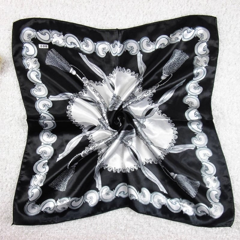 Women's Elegant Streetwear Polka Dots Flower Satin Printing Silk Scarf