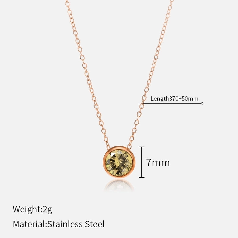 Minimalist Round 304 Stainless Steel Rhinestones Plating Stainless Steel Necklaces