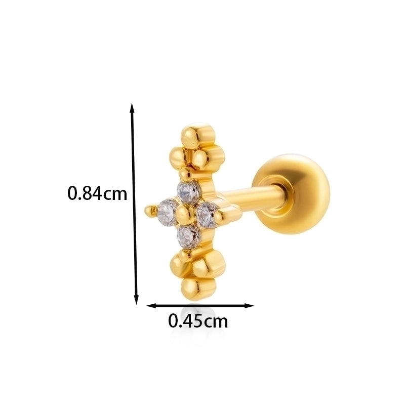 1 Piece Ear Cartilage Rings & Studs IG Style French Style Minimalist Star Flower Butterfly Copper Inlay Zircon