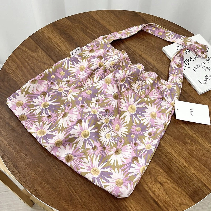 Niche Canvas Bag For Women 2024 New Summer Design Sense High Quality Artistic Floral Canvas Bag