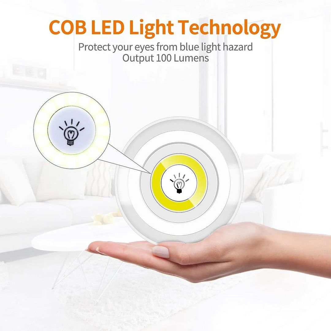 Wireless LED Spotlights with Remote Control with Battery-Powered Under Cabinet Lighting - Set of 3
