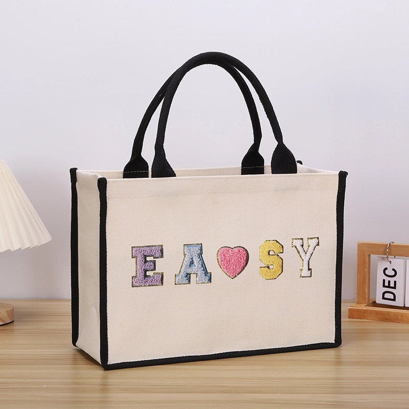 Women's Cute Letter Canvas Shopping Bags