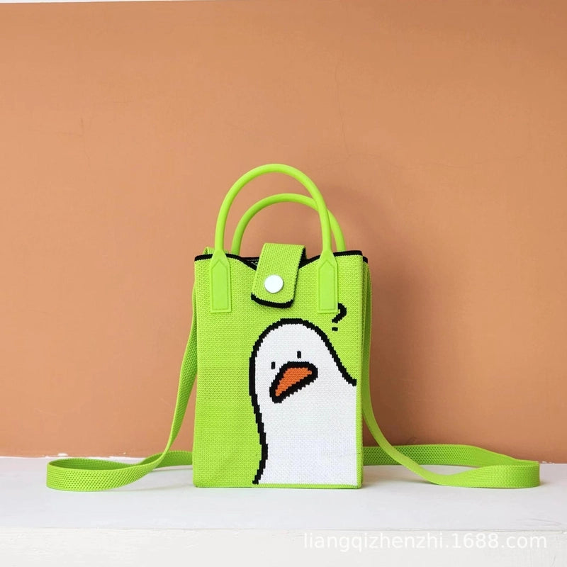 Women's Polyester Cartoon Cute Square Hidden Buckle Shoulder Bag Handbag Crossbody Bag