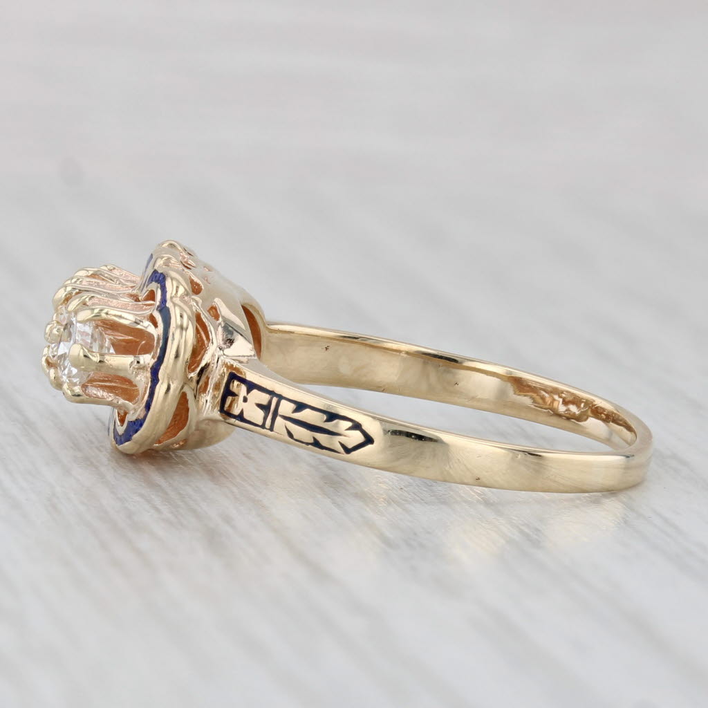 Vintage 0.75ctw Round Brilliant 3-Stone Ring 14k Yellow Gold Enamel