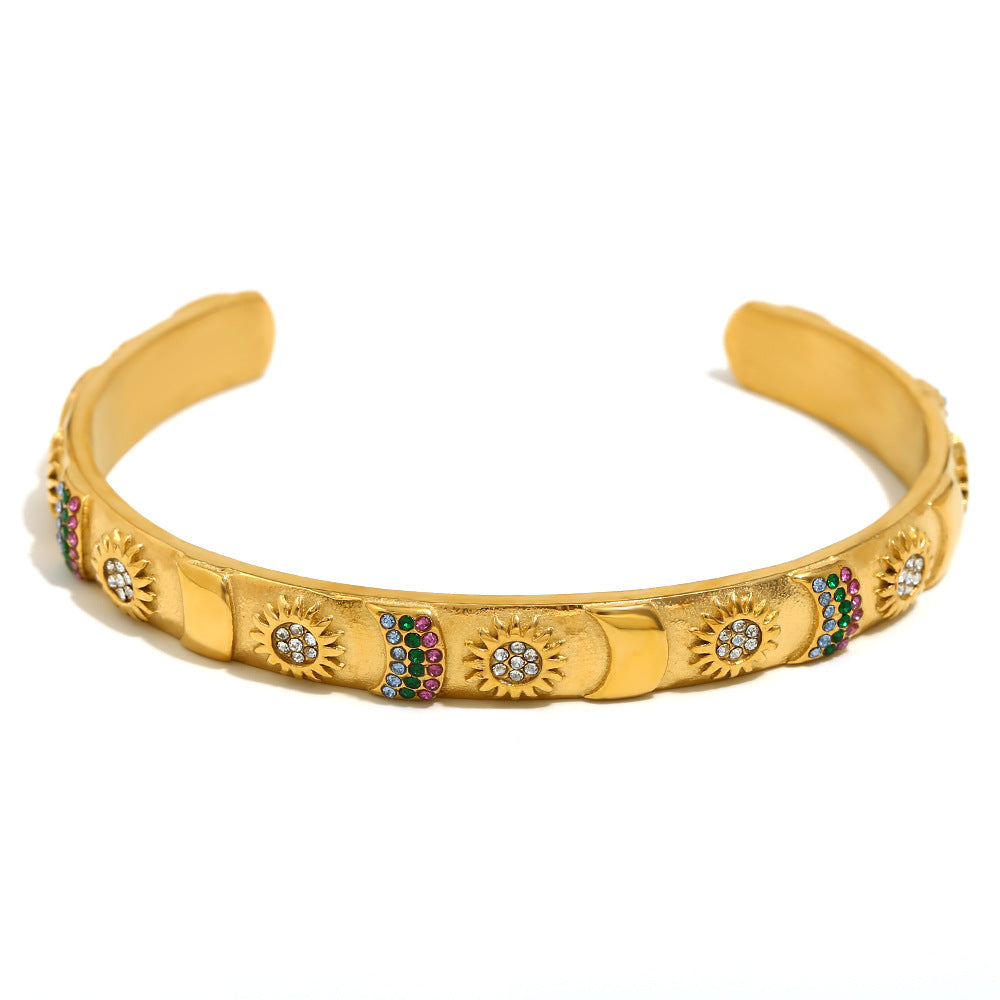 Ins Fashion Niche Advanced Versatile Ring Bracelet Stainless Steel 18K Gold Plated Tarot Earrings Female