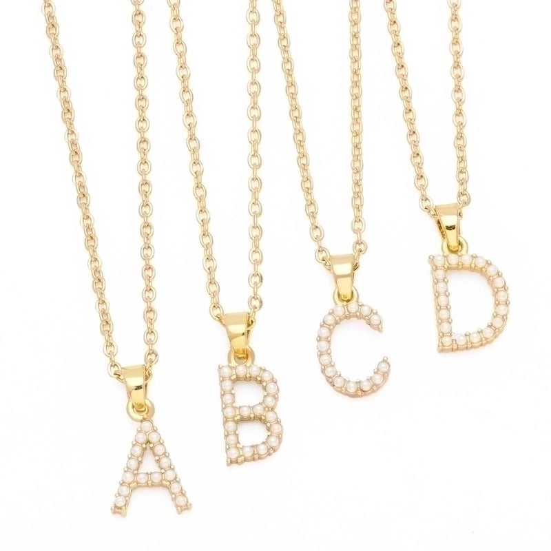 Minimalist Letter Copper Inlay Anti-pearl Necklace