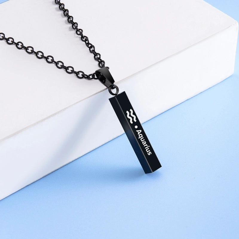 12 Constellation Stainless Steel Ing Pillar Necklace